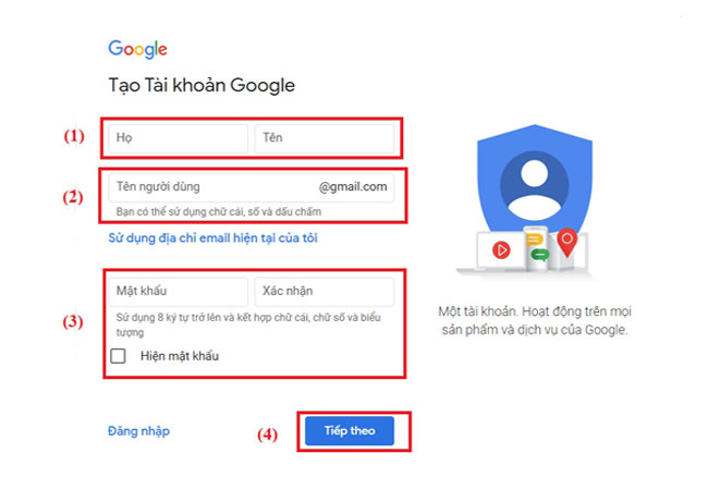 Tạo tài khoản Google